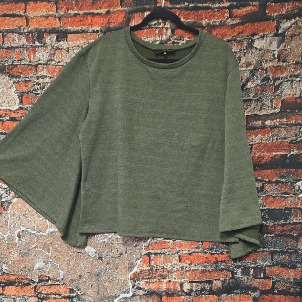 Women's Olive Green Bell Sleeve Pullover Top